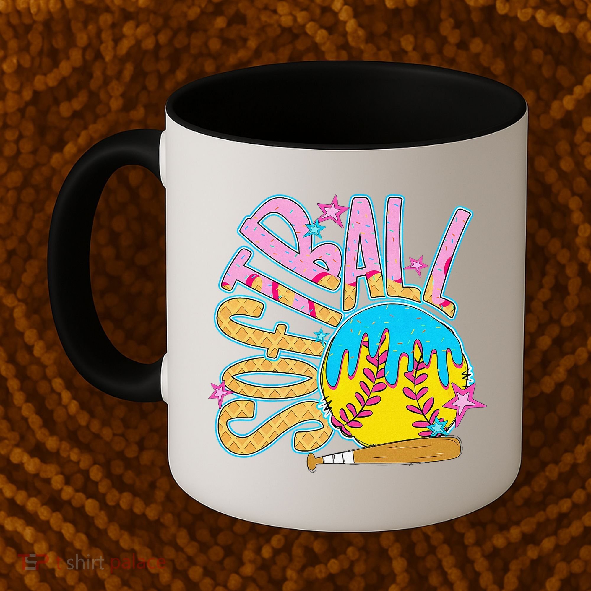Softball Game Day Drip Ice Cream Drip Softball Coffee Mug