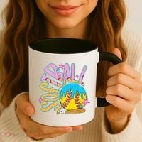 Softball Game Day Drip Ice Cream Drip Softball Coffee Mug thumb 3