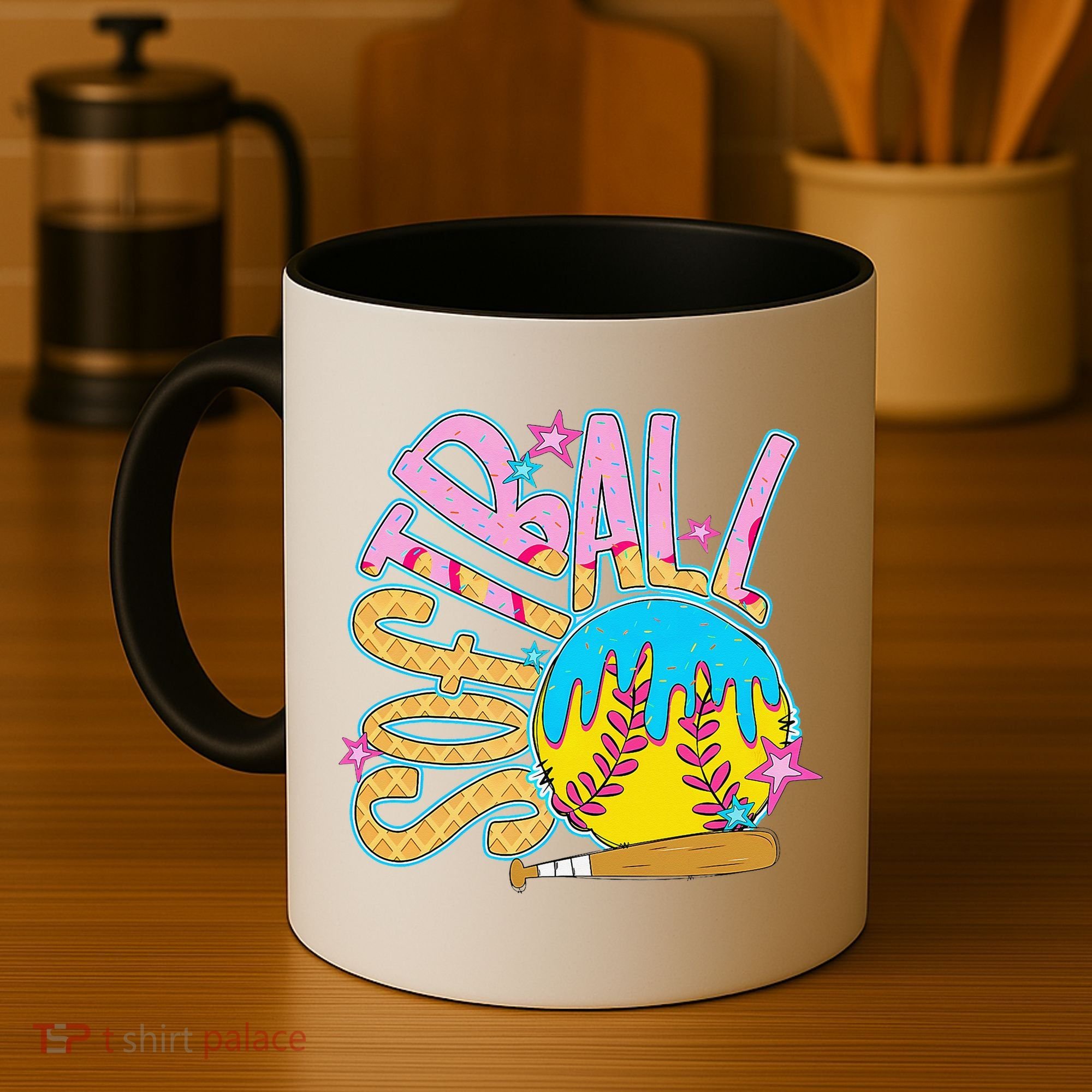 Softball Game Day Drip Ice Cream Drip Softball Coffee Mug