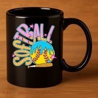 Softball Game Day Drip Ice Cream Drip Softball 11oz C Handle Ceramic Mug thumb 3