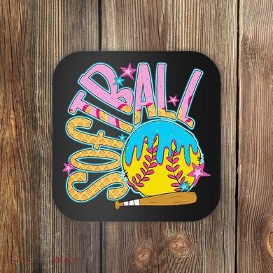 Softball Game Day Drip Ice Cream Drip Softball Coaster
