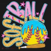 Softball Game Day Drip Ice Cream Drip Softball Ornament thumb 1