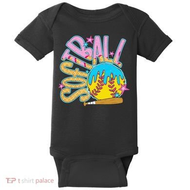 Softball Game Day Drip Ice Cream Drip Softball Baby Bodysuit