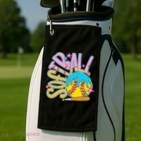 Softball Game Day Drip Ice Cream Drip Softball Golf Towel thumb 2