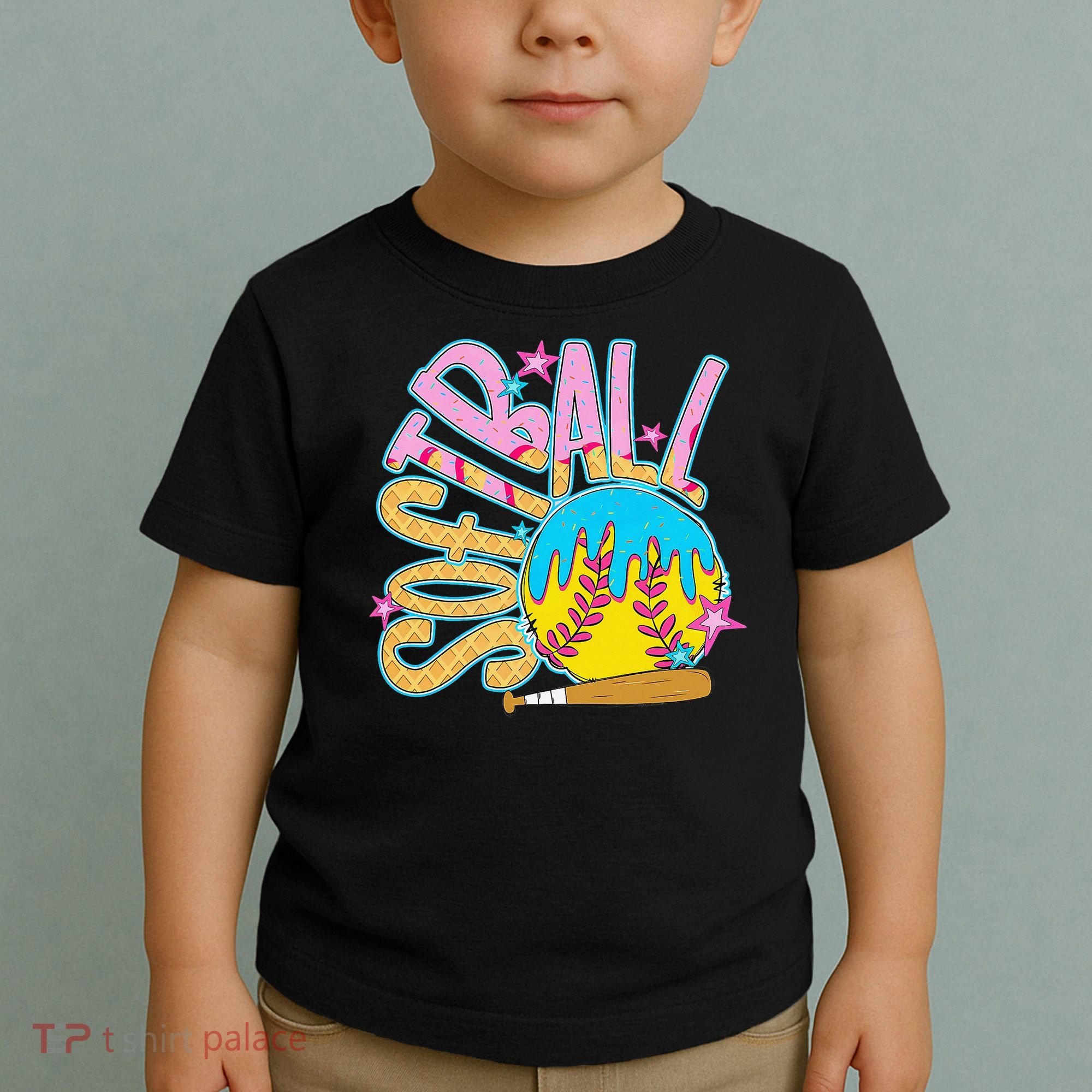 Softball Game Day Drip Ice Cream Drip Softball Toddler T-Shirt