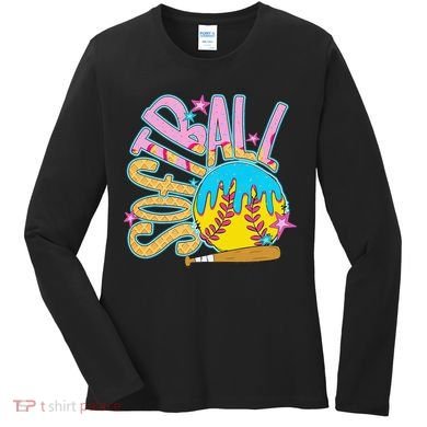 Softball Game Day Drip Ice Cream Drip Softball Women's Long Sleeve Shirt