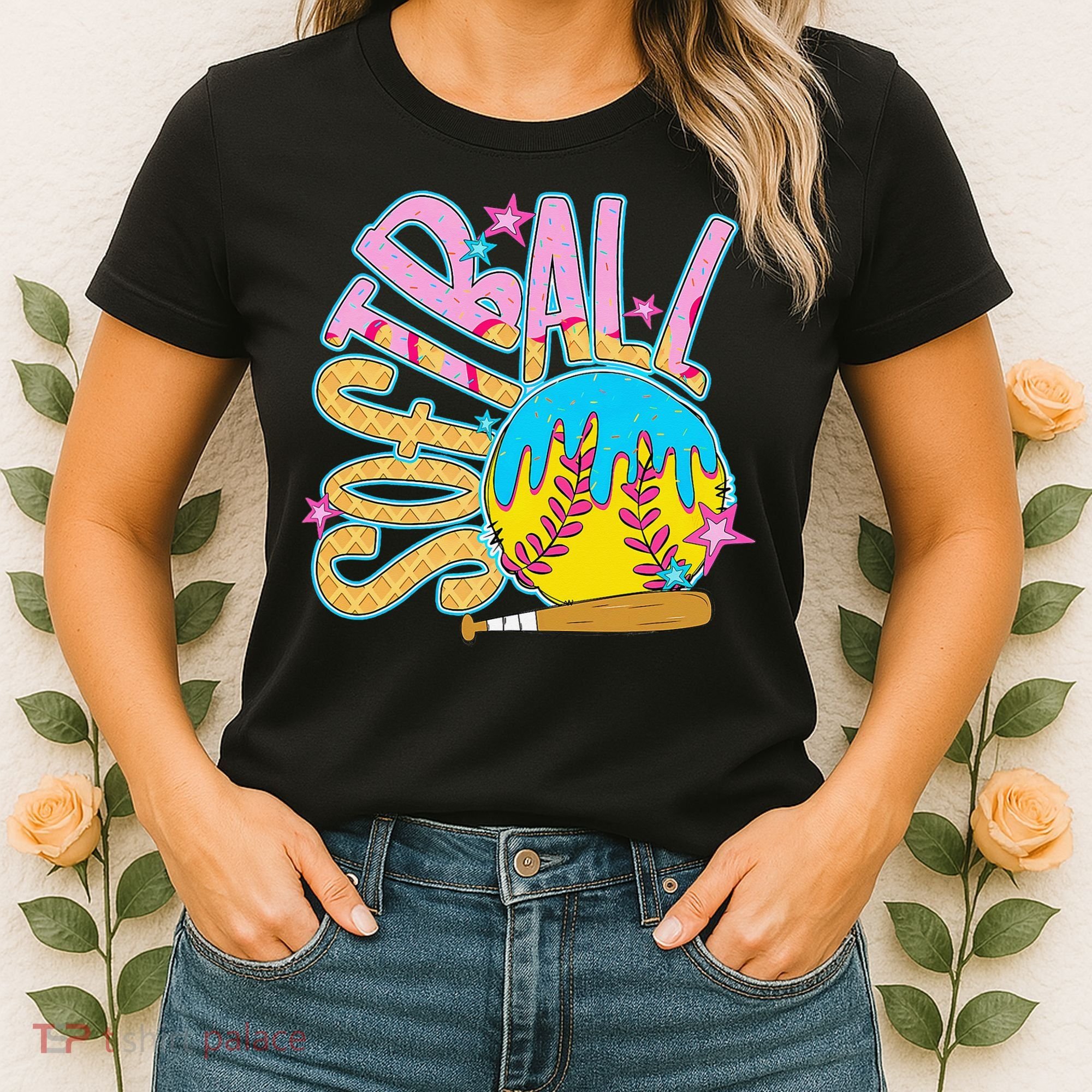 Softball Game Day Drip Ice Cream Drip Softball Women's T-Shirt