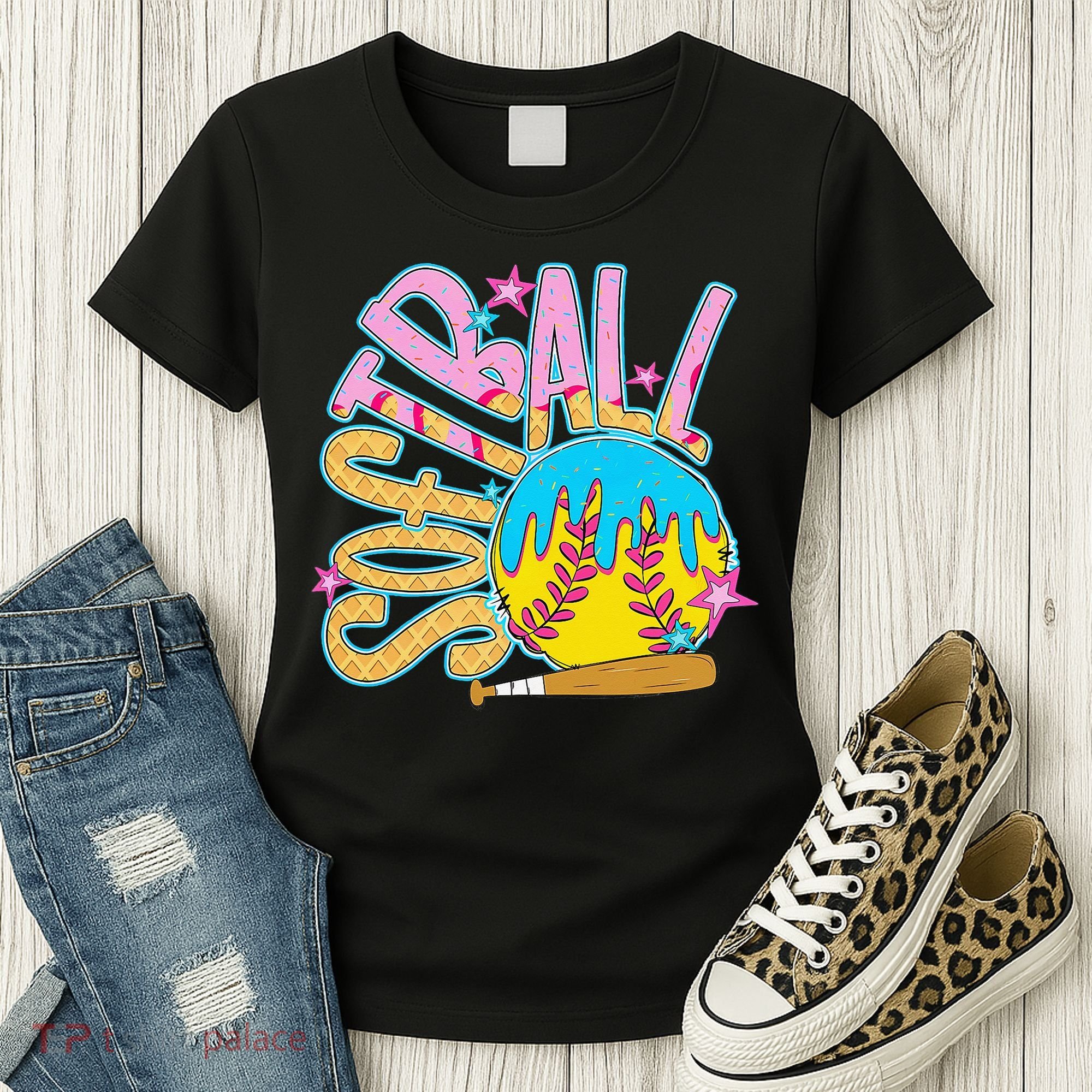 Softball Game Day Drip Ice Cream Drip Softball Women's T-Shirt