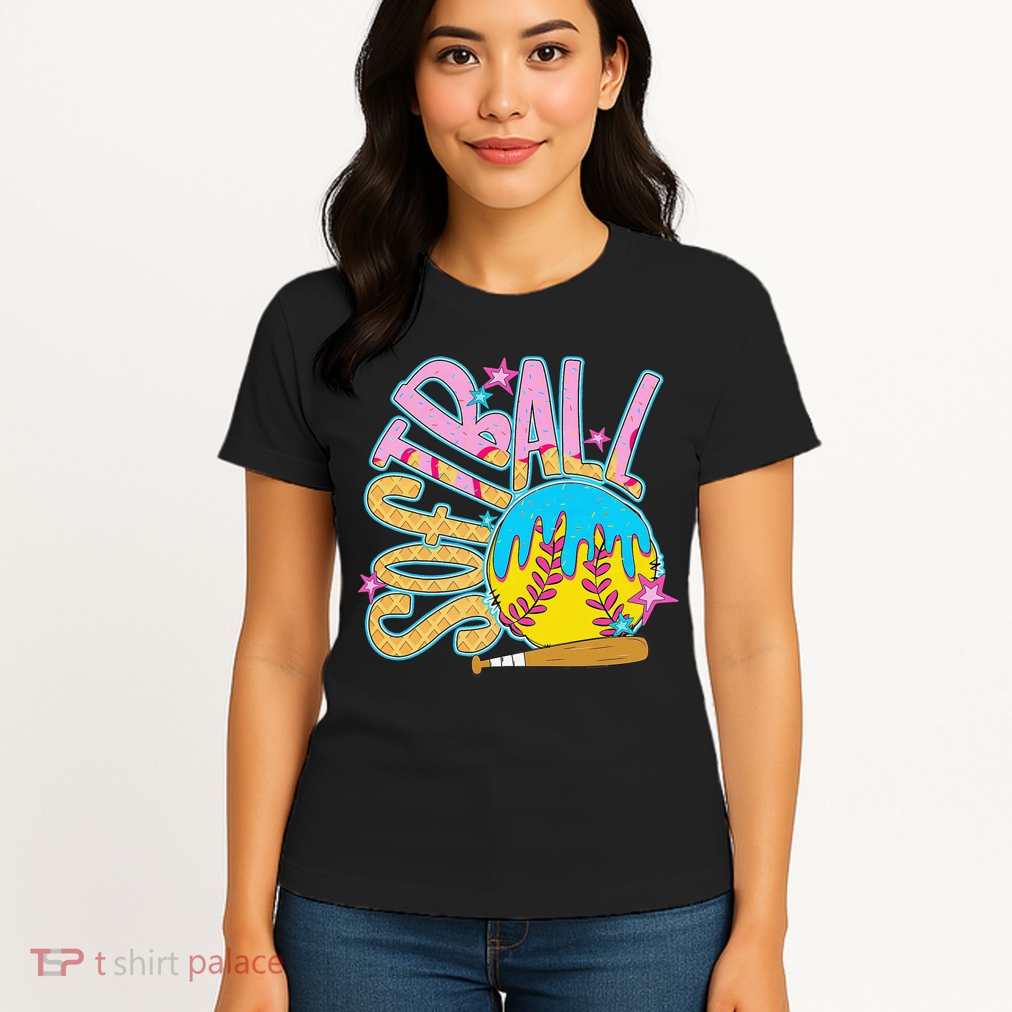 Softball Game Day Drip Ice Cream Drip Softball Women's T-Shirt
