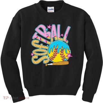 Softball Game Day Drip Ice Cream Drip Softball Kids Sweatshirt