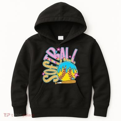 Softball Game Day Drip Ice Cream Drip Softball Kids Hoodie