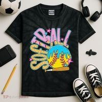 Softball Game Day Drip Ice Cream Drip Softball Kids Tie-Dye T-Shirt thumb 2