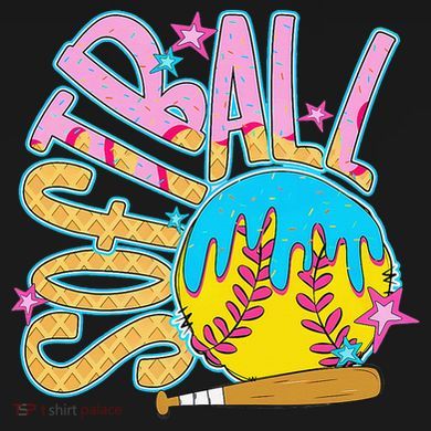 Softball Game Day Drip Ice Cream Drip Softball Kids Tie-Dye T-Shirt