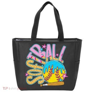 Softball Game Day Drip Ice Cream Drip Softball Tote Bag