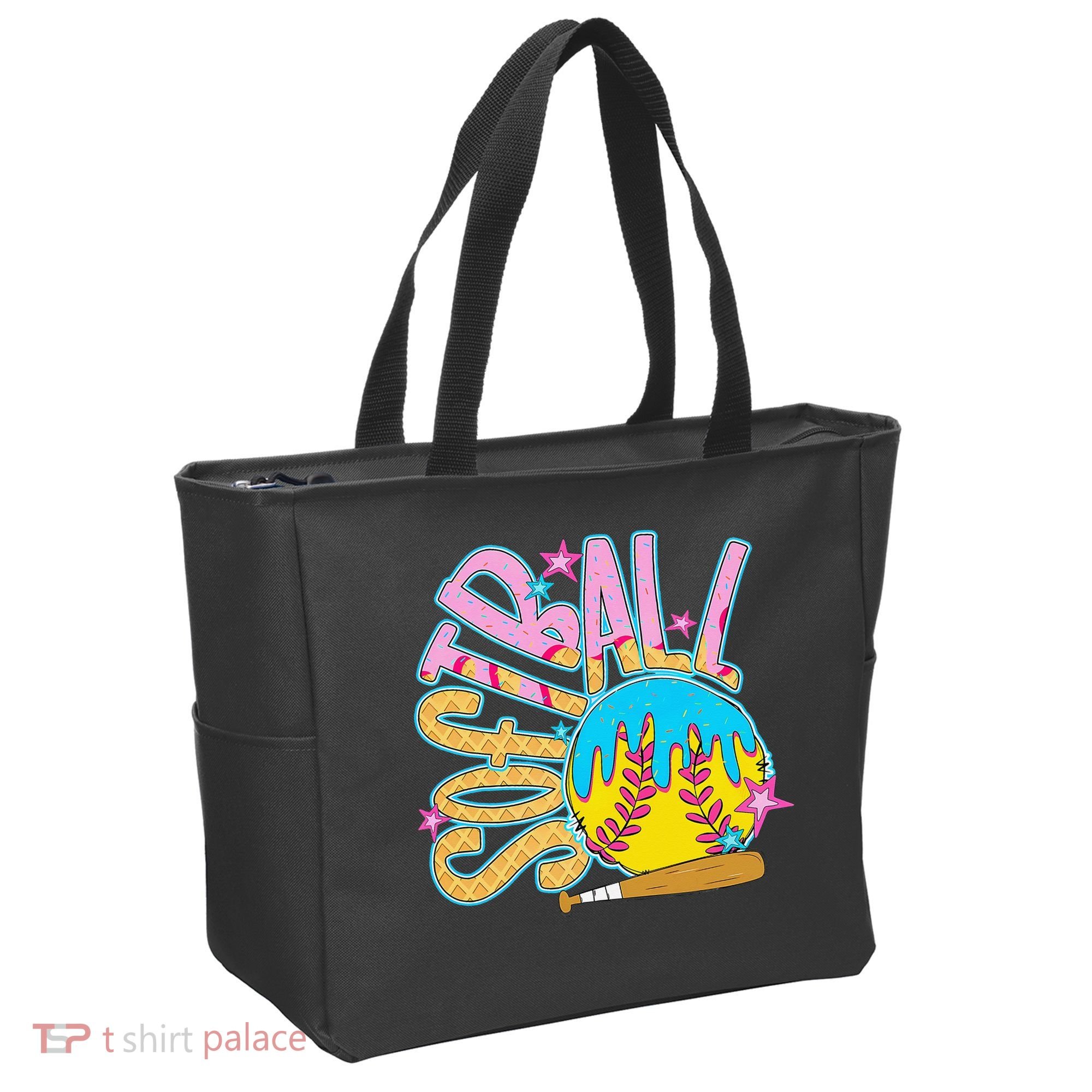 Softball Game Day Drip Ice Cream Drip Softball Tote Bag