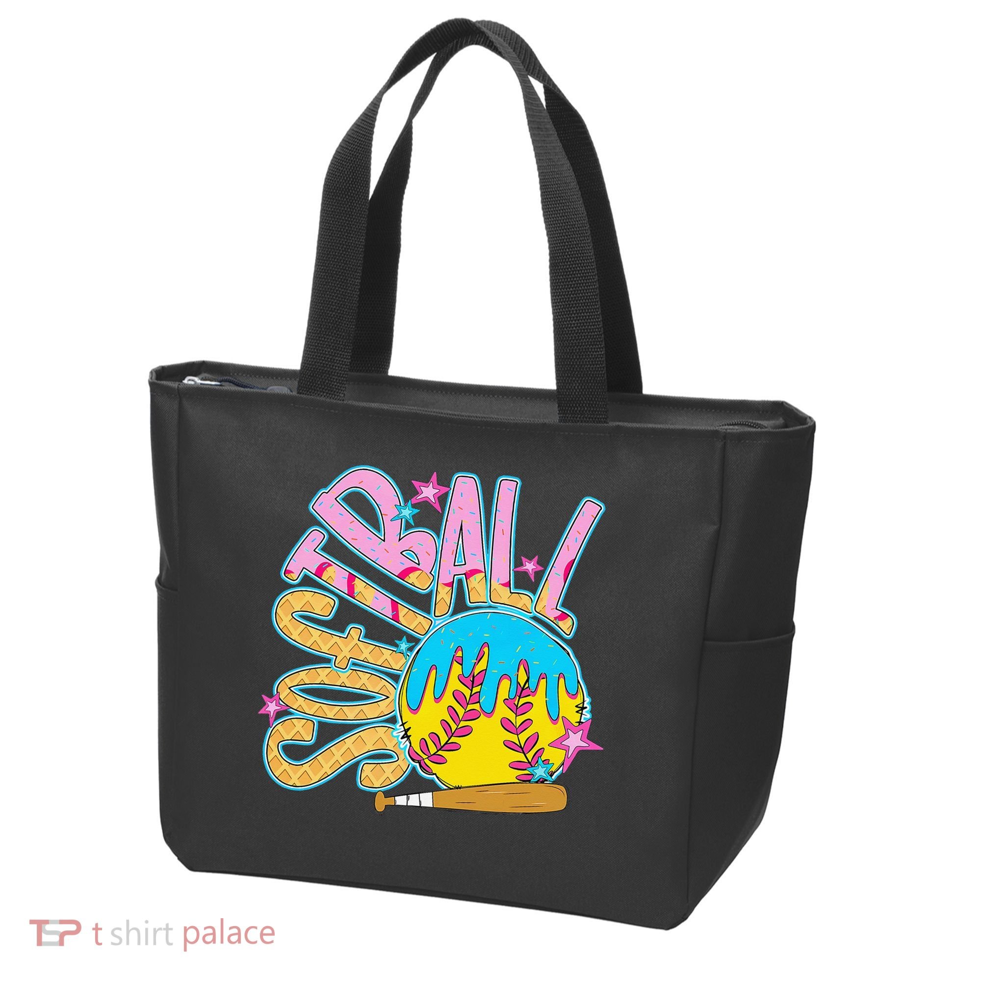 Softball Game Day Drip Ice Cream Drip Softball Tote Bag