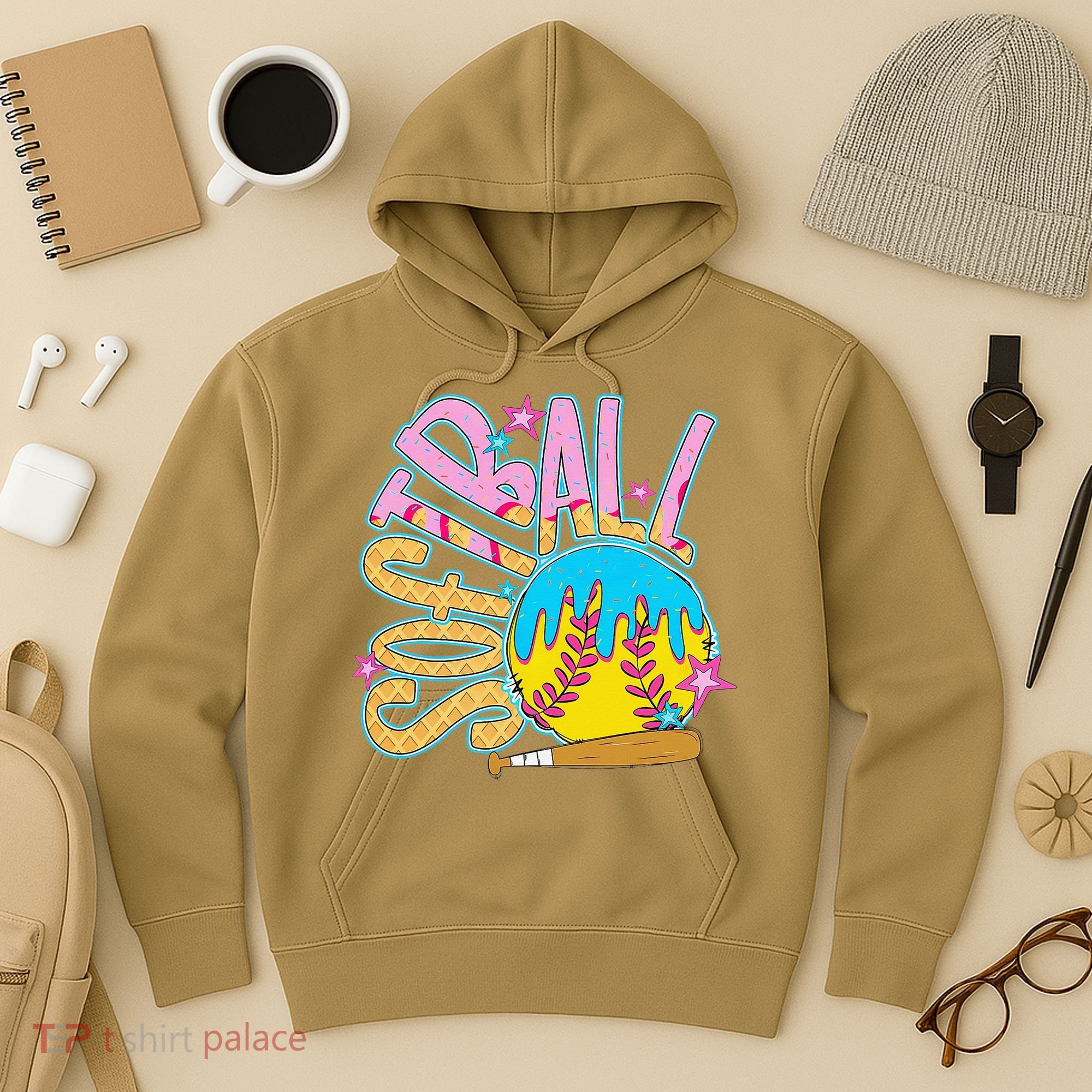 Softball Game Day Drip Ice Cream Drip Softball Hoodie