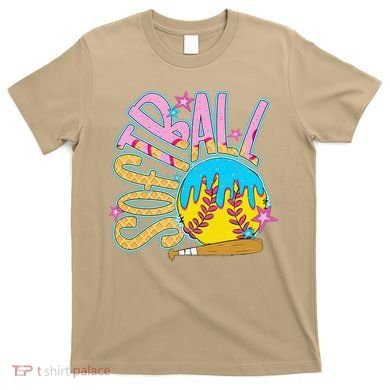 Softball Game Day Drip Ice Cream Drip Softball T-Shirt