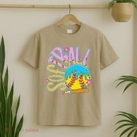 Softball Game Day Drip Ice Cream Drip Softball T-Shirt thumb 2