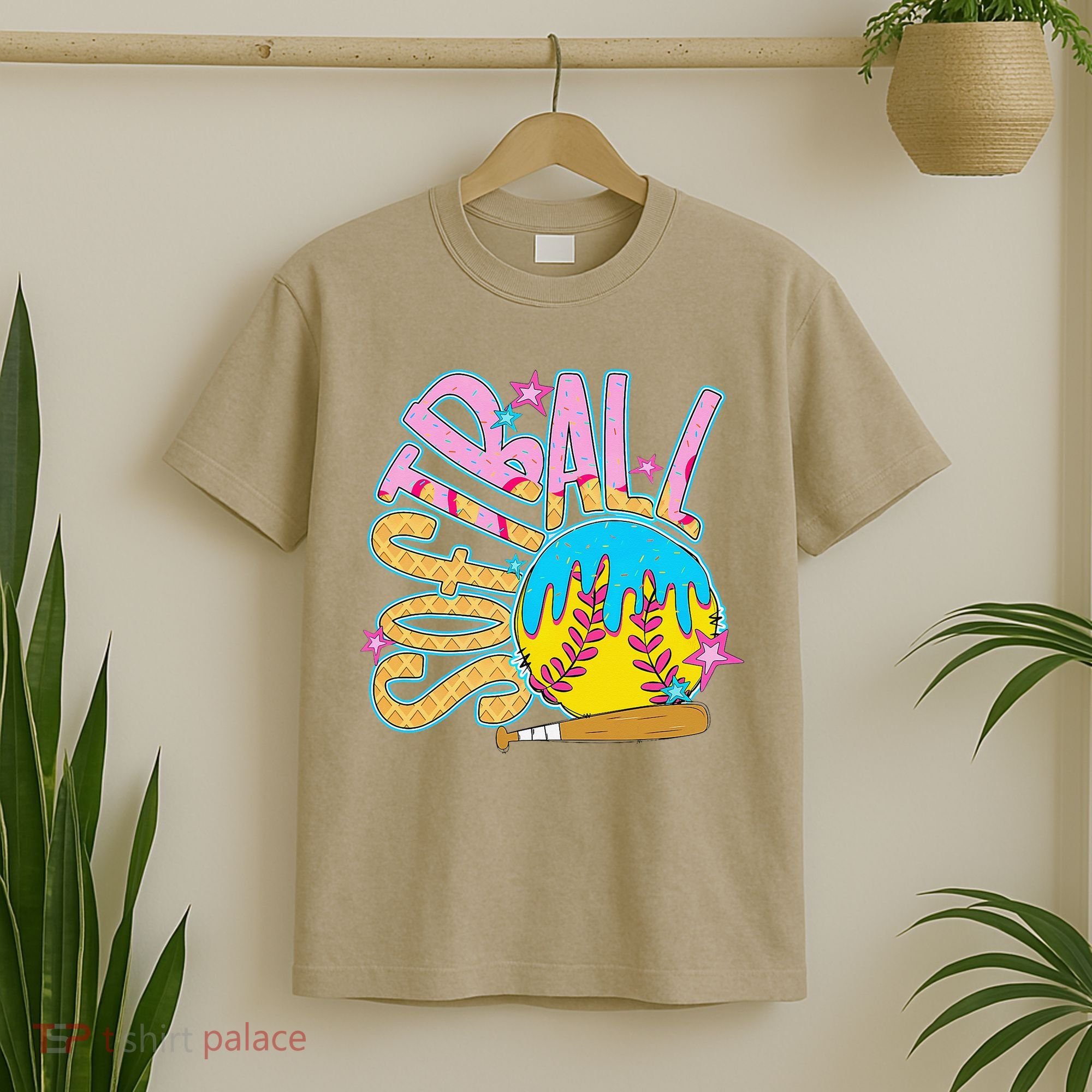 Softball Game Day Drip Ice Cream Drip Softball T-Shirt