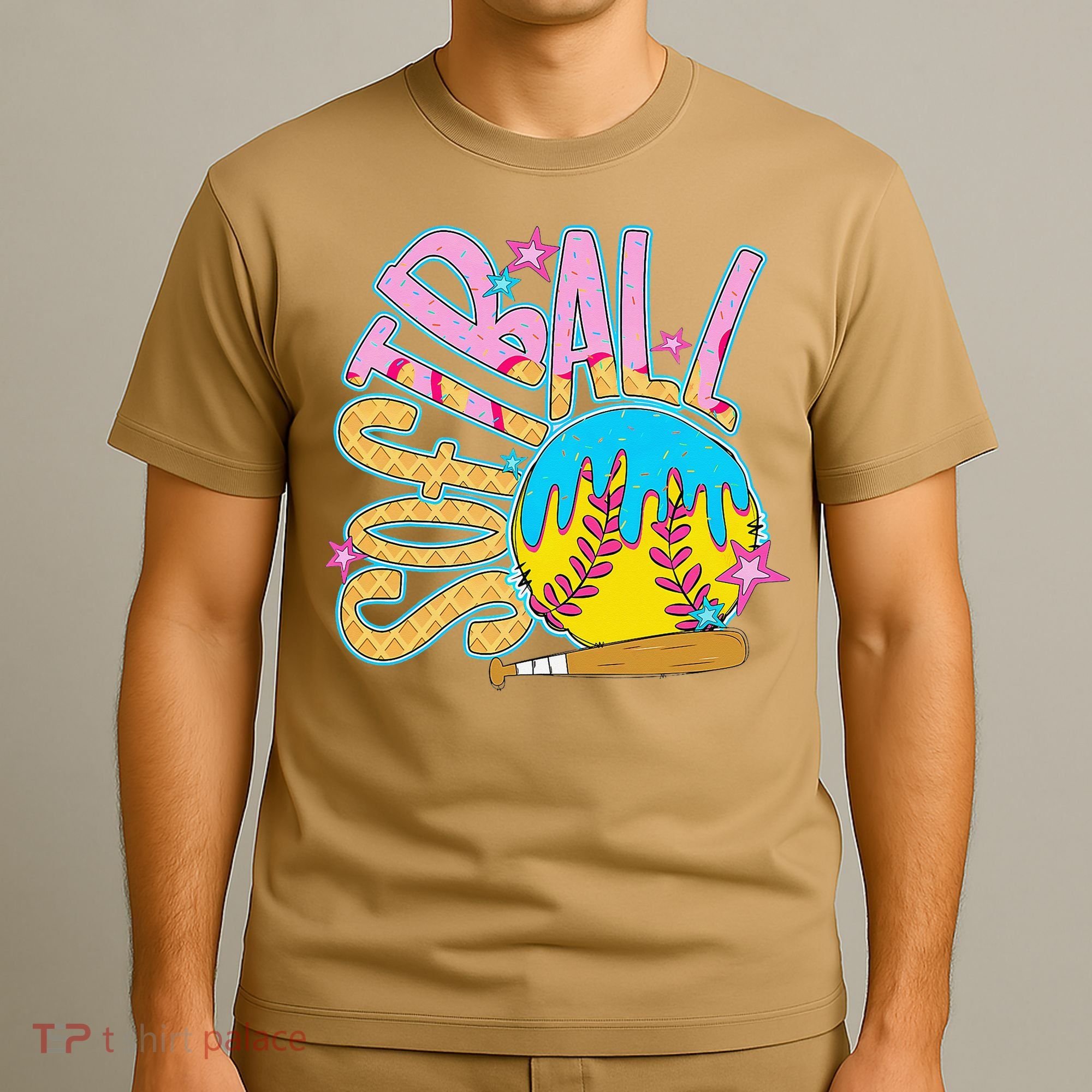 Softball Game Day Drip Ice Cream Drip Softball T-Shirt