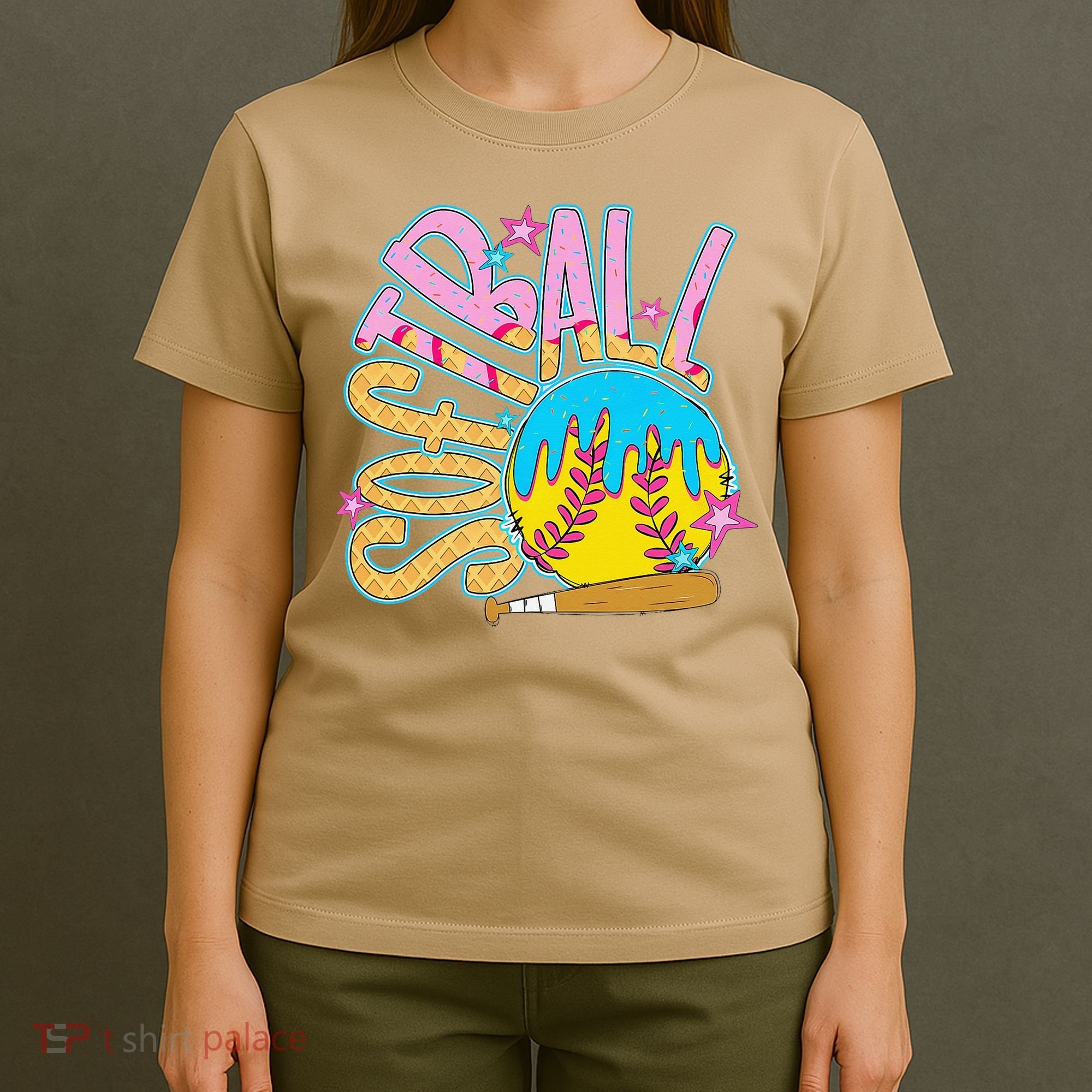 Softball Game Day Drip Ice Cream Drip Softball T-Shirt