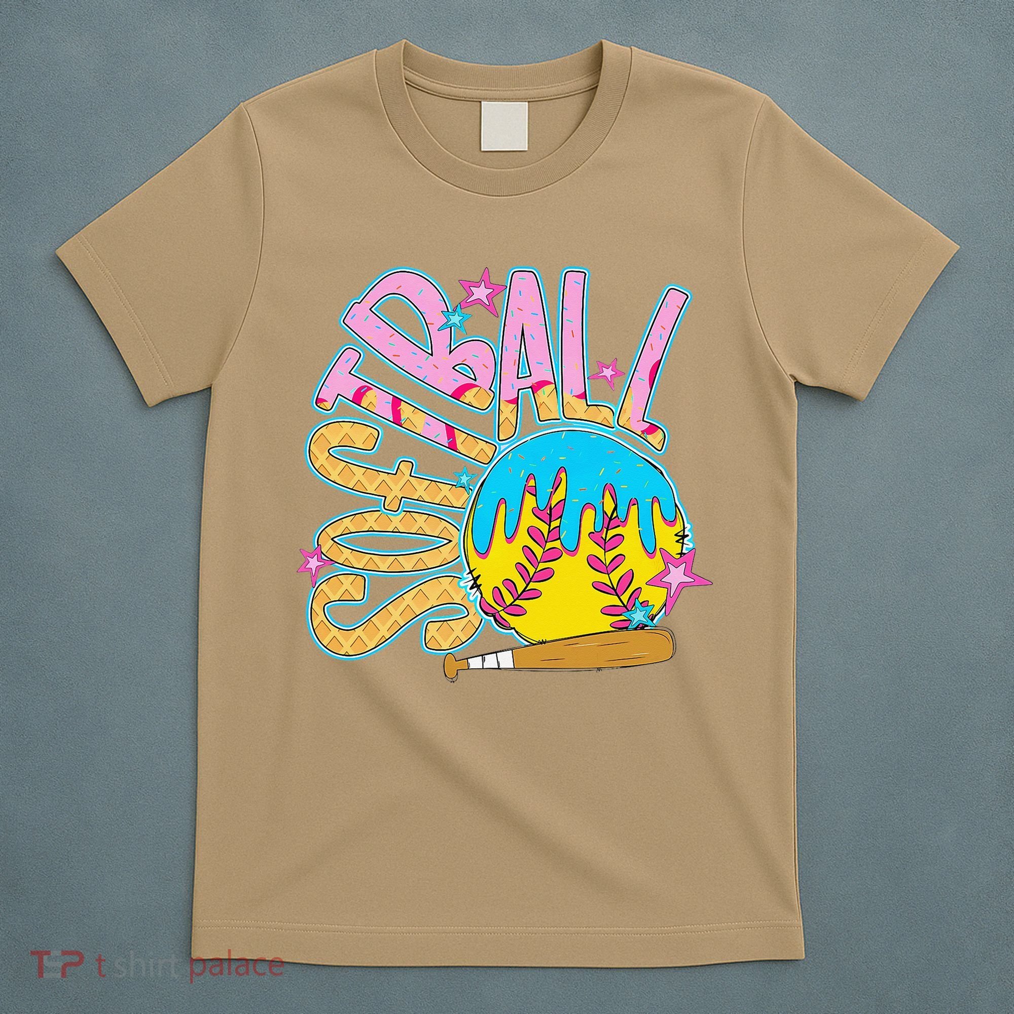 Softball Game Day Drip Ice Cream Drip Softball T-Shirt