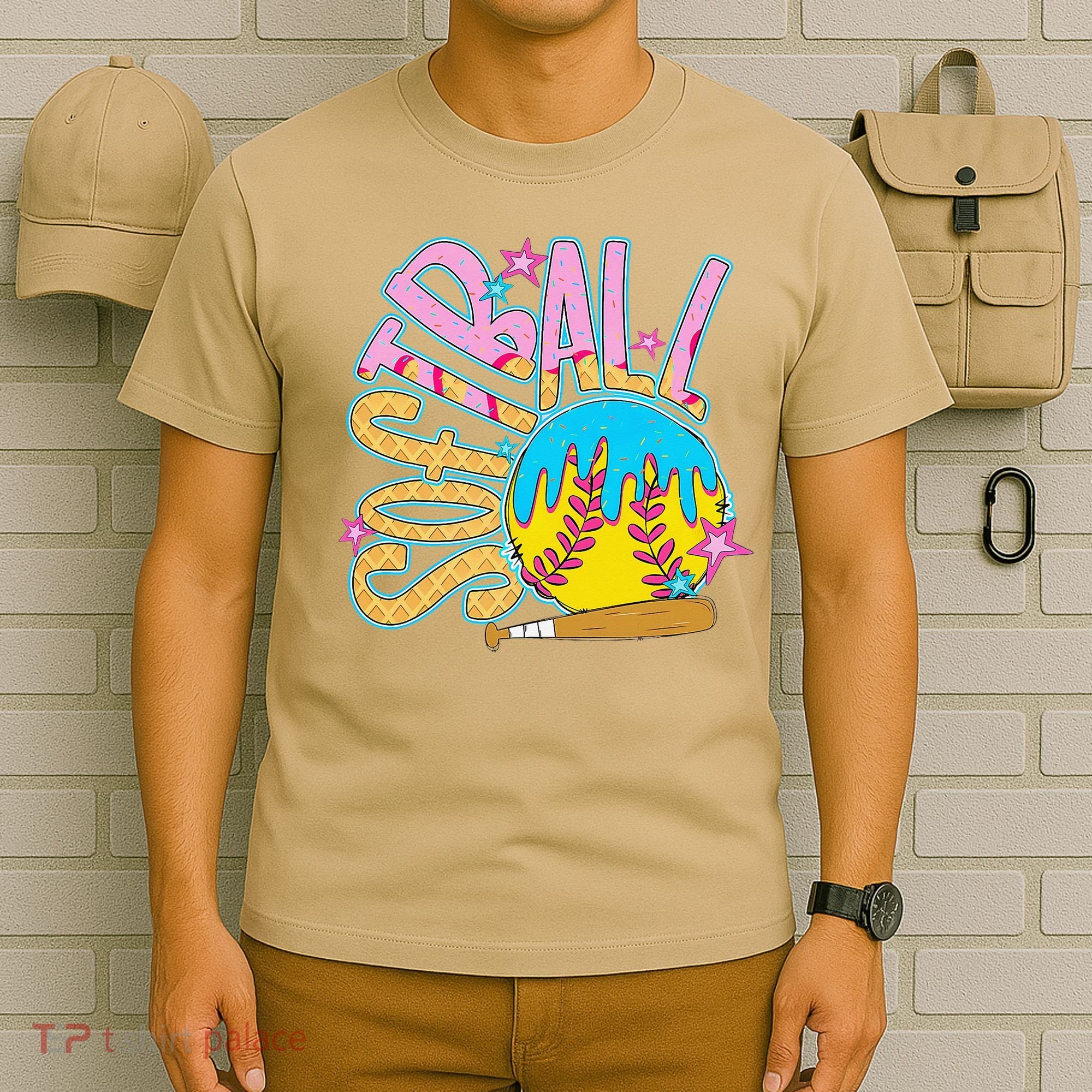 Softball Game Day Drip Ice Cream Drip Softball T-Shirt