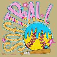 Softball Game Day Drip Ice Cream Drip Softball Mousepad thumb 1