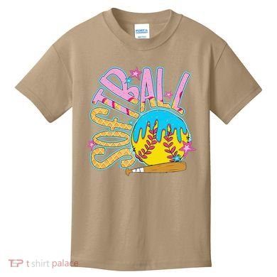 Softball Game Day Drip Ice Cream Drip Softball Kids T-Shirt