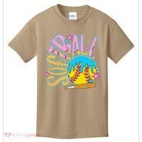 Softball Game Day Drip Ice Cream Drip Softball Kids T-Shirt thumb 0