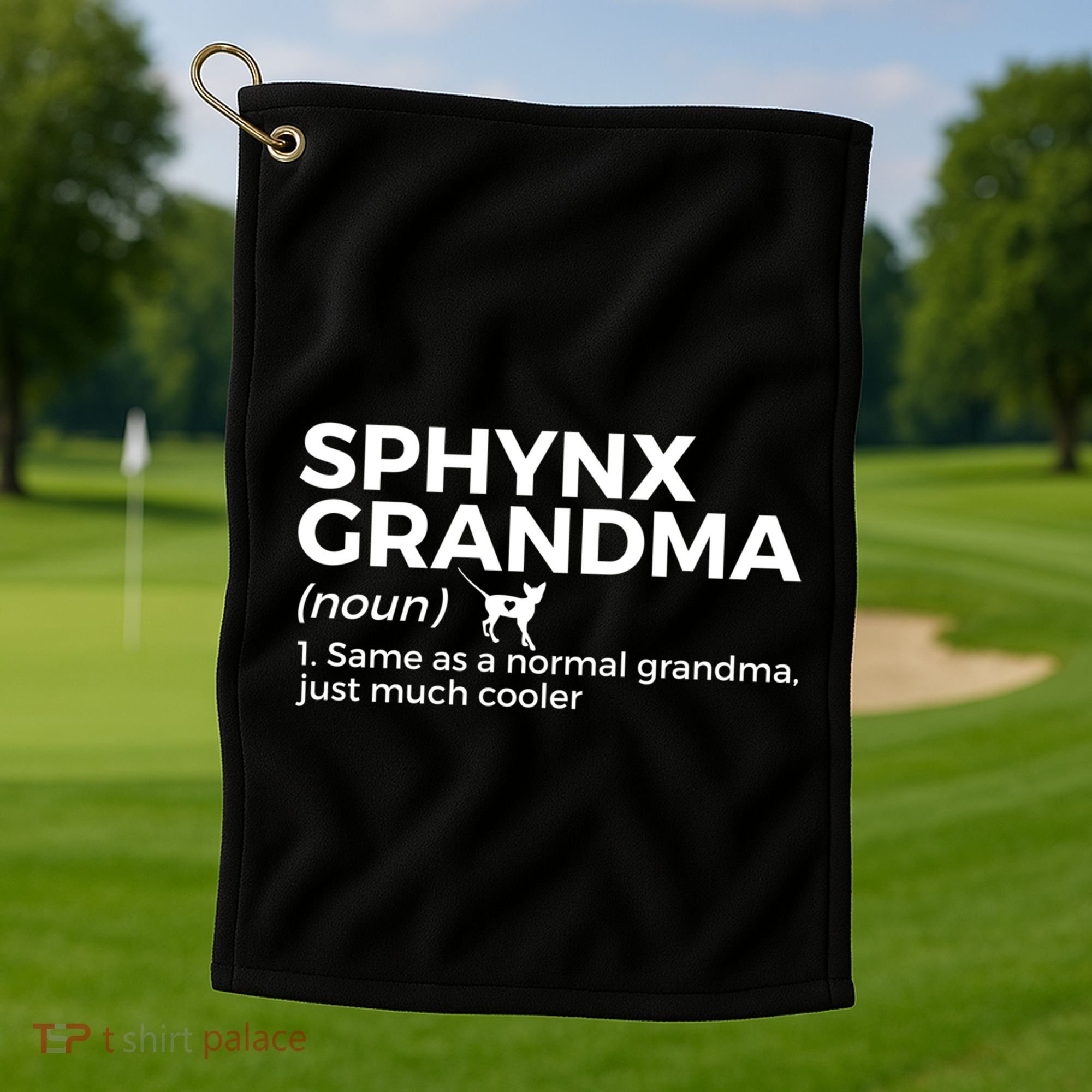 Sphynx Grandma Definition Funny Sphynx Cat Golf Towel