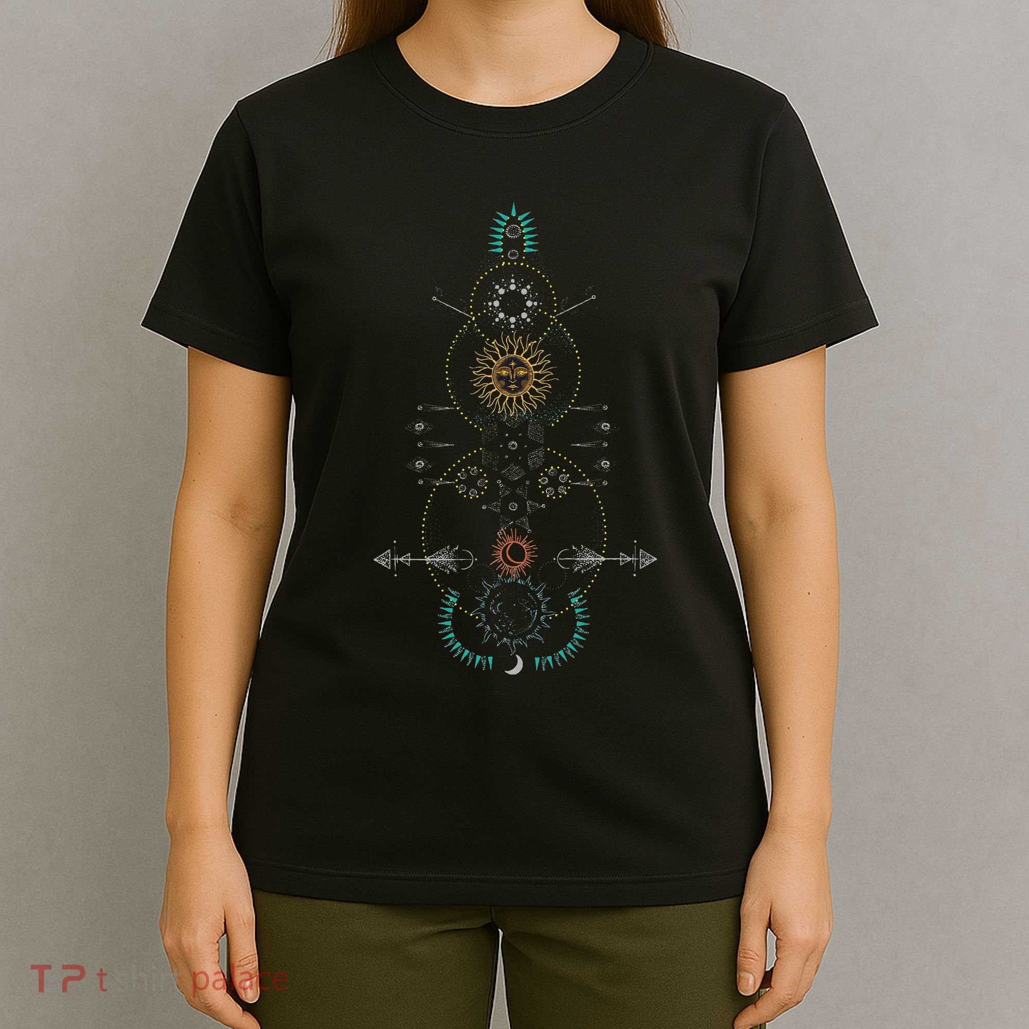 Sacred Geometry Earth Sun And Moon T-Shirt