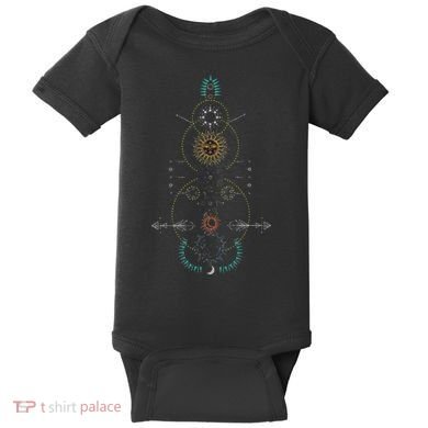 Sacred Geometry Earth Sun And Moon Baby Bodysuit