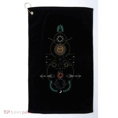 Sacred Geometry Earth Sun And Moon Golf Towel