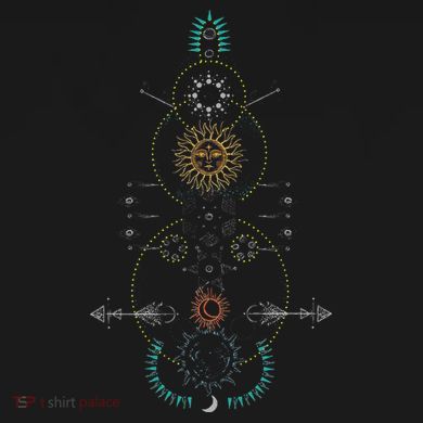 Sacred Geometry Earth Sun And Moon Cropped Pullover Crew