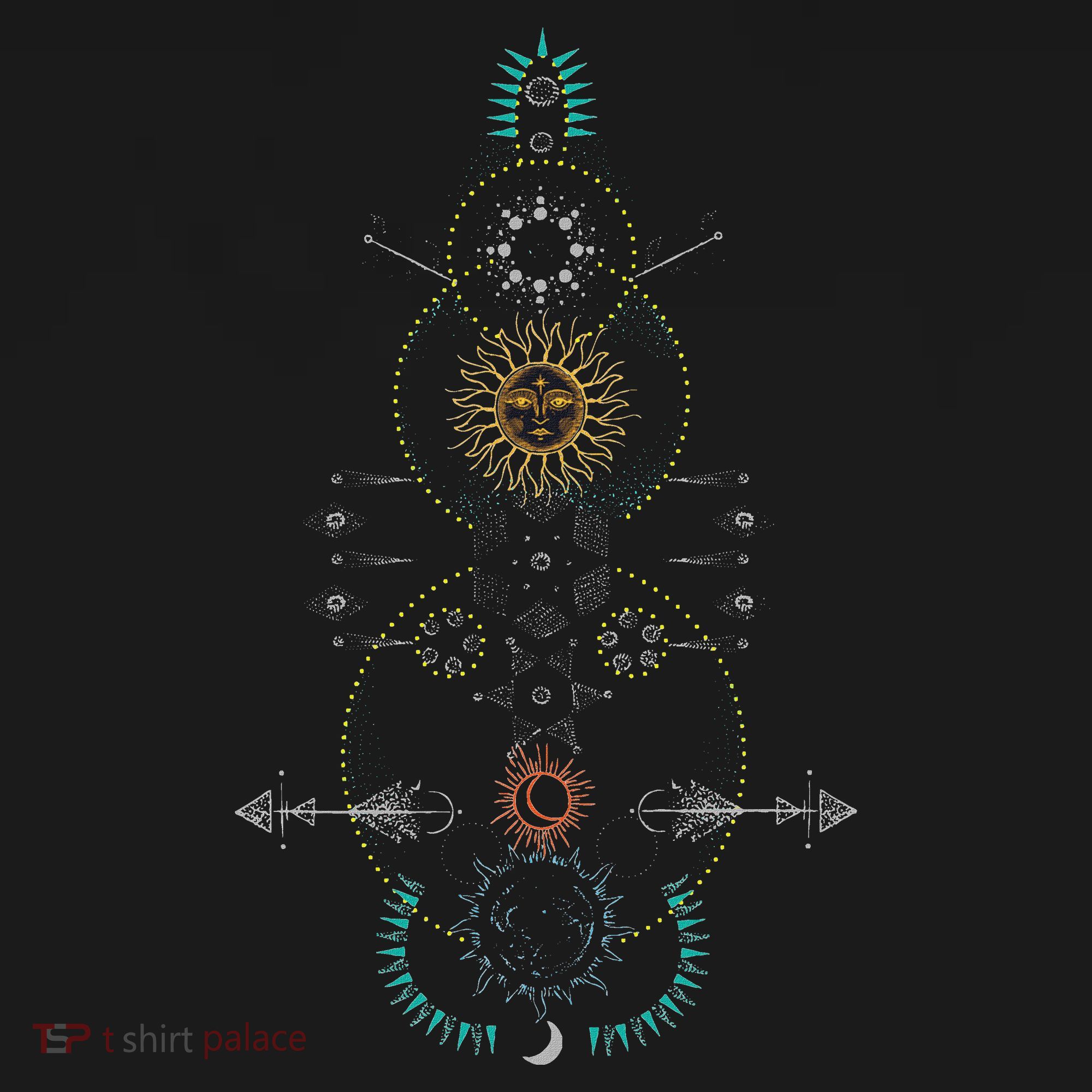 Sacred Geometry Earth Sun And Moon Kids T-Shirt