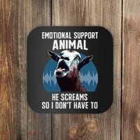 Screaming Goat Emotional Support Animal Goat Owner Raiser Coaster thumb 0