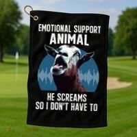 Screaming Goat Emotional Support Animal Goat Owner Raiser Golf Towel thumb 1