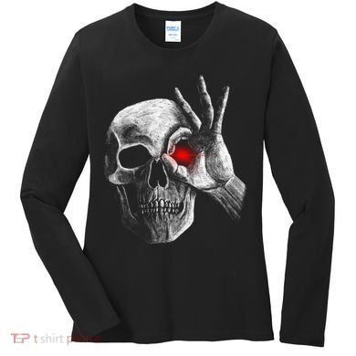 Skeleton Glowing Eye Women's Long Sleeve Shirt