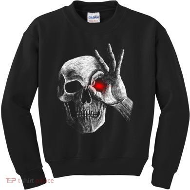 Skeleton Glowing Eye Kids Sweatshirt