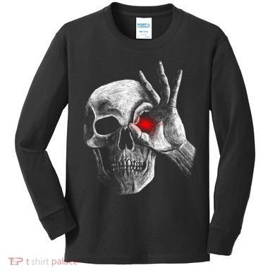 Skeleton Glowing Eye Kids Long Sleeve Shirt