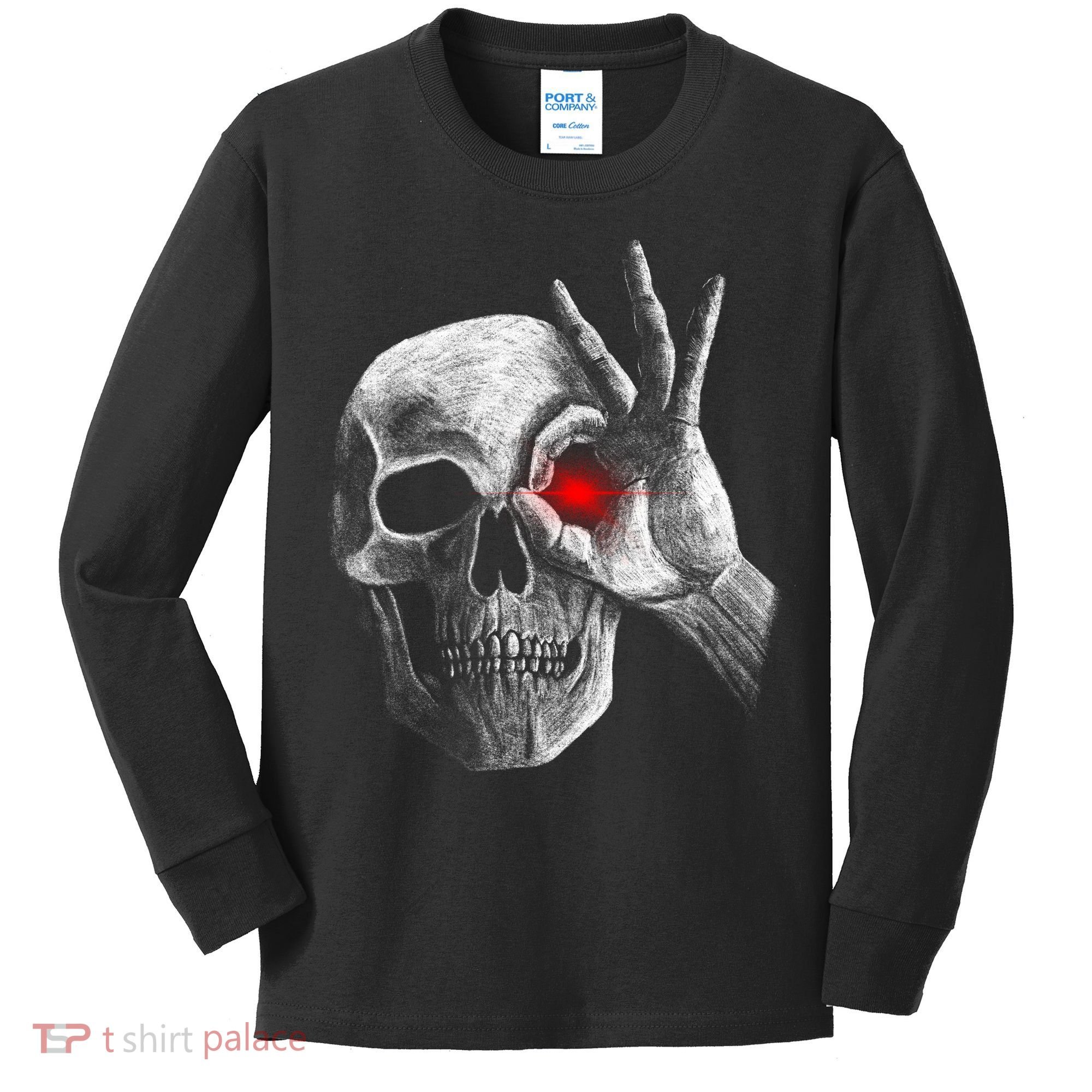 Skeleton Glowing Eye Kids Long Sleeve Shirt