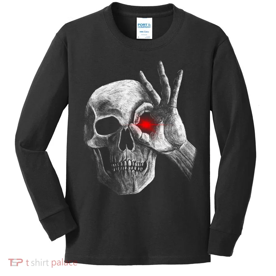 Skeleton Glowing Eye Kids Long Sleeve Shirt