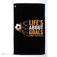 Soccer Gift For Boys 'Life's About Goals' Boys Soccer Gift Golf Towel thumb 0