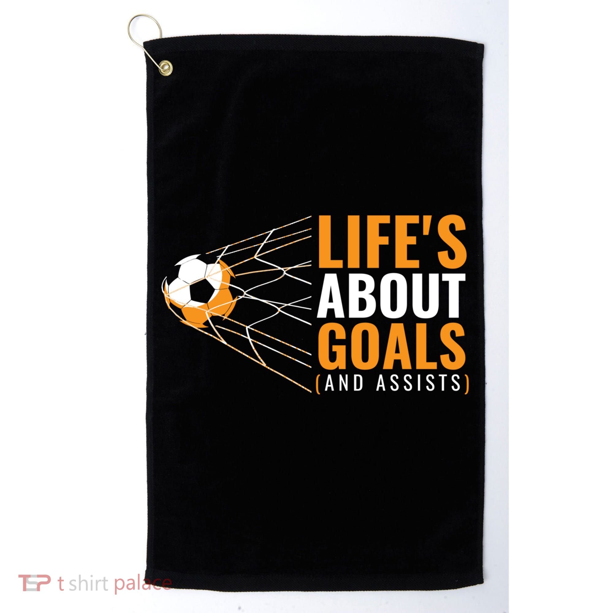Soccer Gift For Boys 'Life's About Goals' Boys Soccer Gift Golf Towel