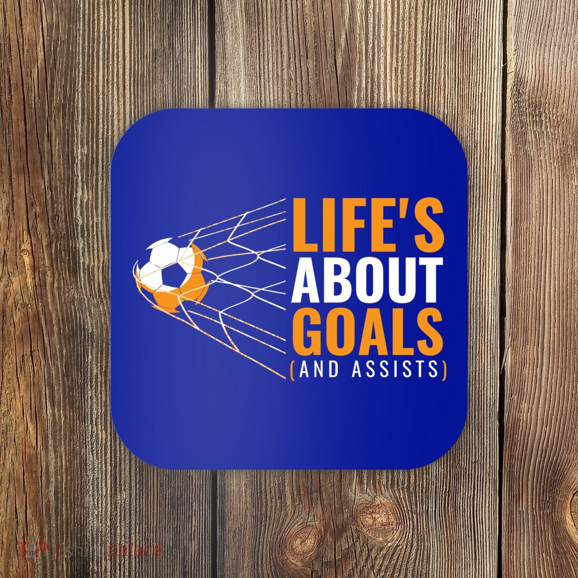 Soccer Gift For Boys 'Life's About Goals' Boys Soccer Gift Coaster