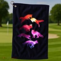 Space Galaxy Foxes Golf Towel thumb 1