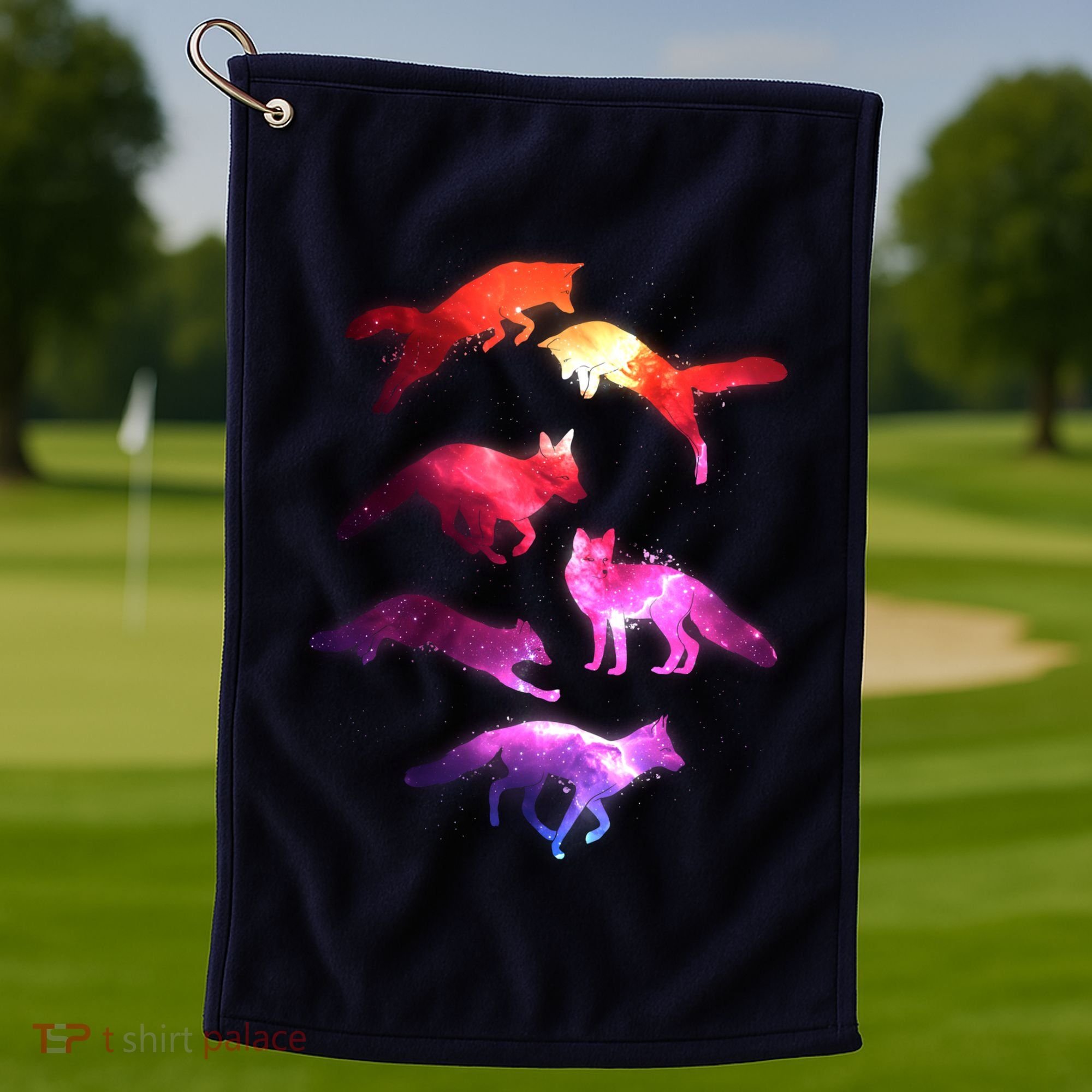 Space Galaxy Foxes Golf Towel