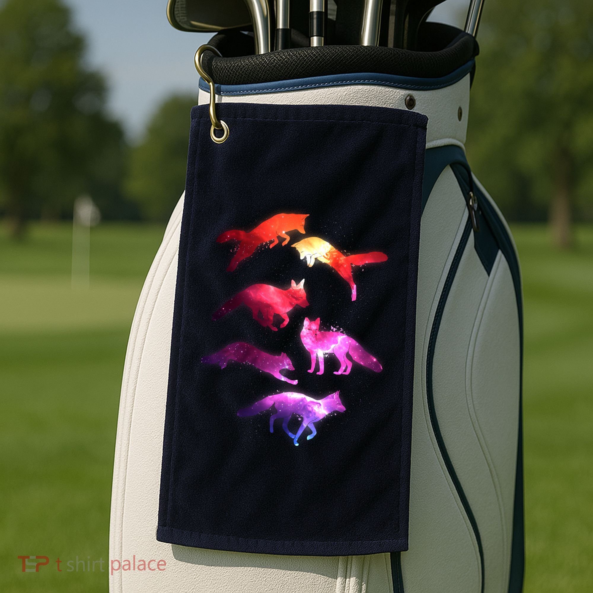 Space Galaxy Foxes Golf Towel